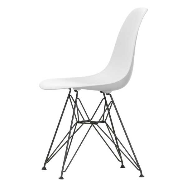 Vitra - Eames Plastic Side Chair DSR RE, basic dark / baumwollweiß (Filzgleiter basic dark)