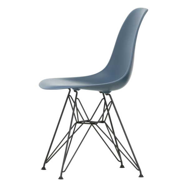 Vitra - Eames Plastic Side Chair DSR RE, basic dark / meerblau (Filzgleiter basic dark)