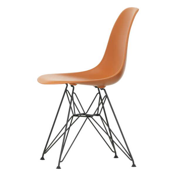 Vitra - Eames Plastic Side Chair DSR RE, basic dark / rostorange (Filzgleiter basic dark)
