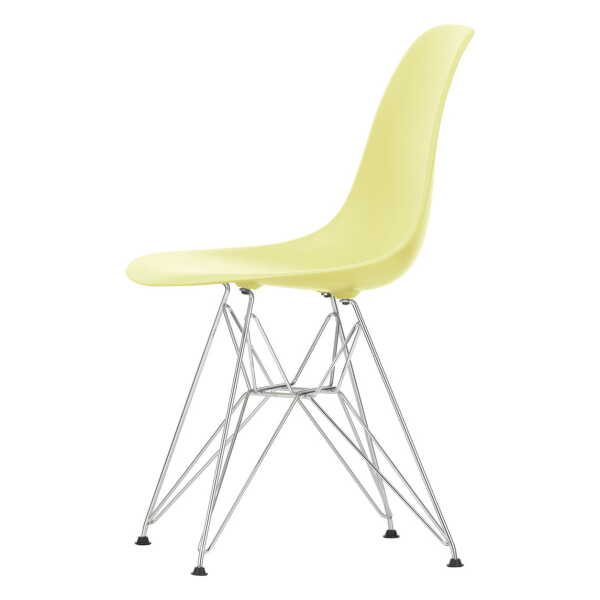 Vitra - Eames Plastic Side Chair DSR RE, verchromt / citron (Filzgleiter basic dark)