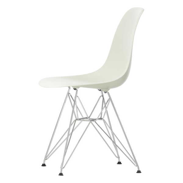 Vitra - Eames Plastic Side Chair DSR RE, verchromt / kieselstein (Filzgleiter basic dark)
