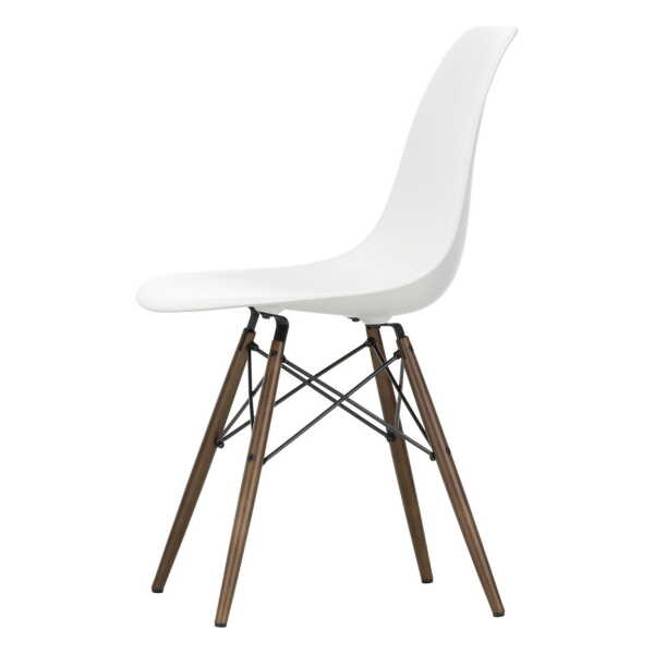 Vitra - Eames Plastic Side Chair DSW, Ahorn dunkel / weiß (Filzgleiter basic dark)