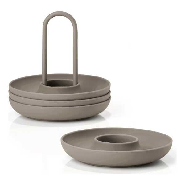 Zone Denmark Singles Eierbecher 4er Pack mit Halter Taupe
