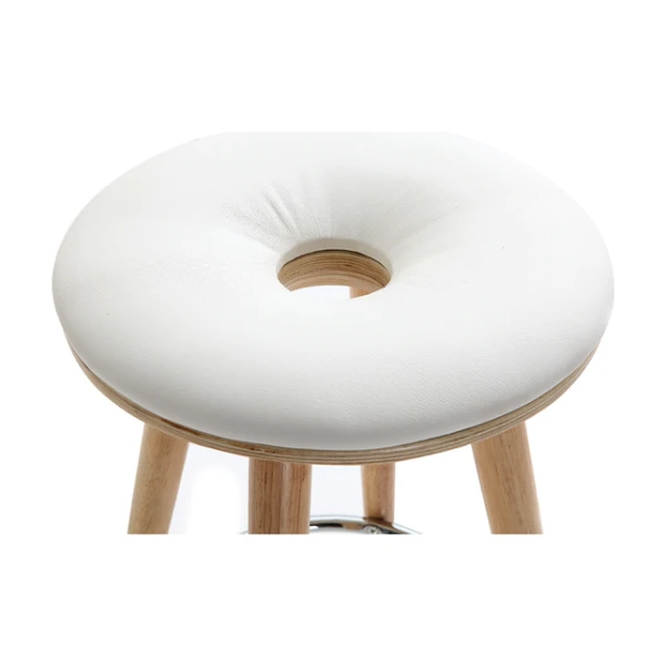 Barhocker skandinavisch 65 cm PU Weiß Beine helles Holz NORDECO