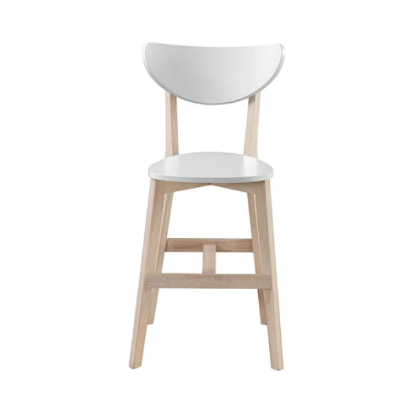 Barhocker skandinavisch Weiß und Holz 65cm 2er-Set LEENA