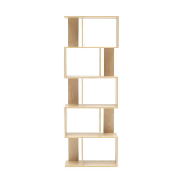 Bücherregal mit 5 Fächern aus MDF, helle Eichenfarbe