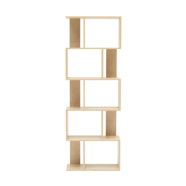 Bücherregal mit 5 Fächern aus MDF, helle Eichenfarbe