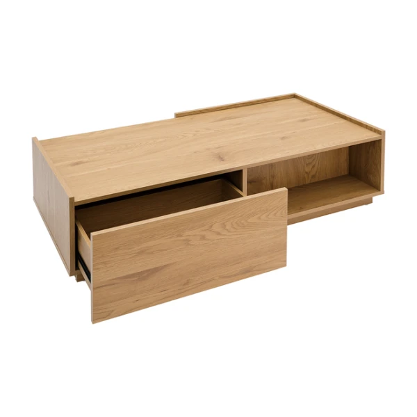 Couchtisch mit Ablagefächern in hellem Holzfinish Eiche 2 Schubladen L120 cm MADERO