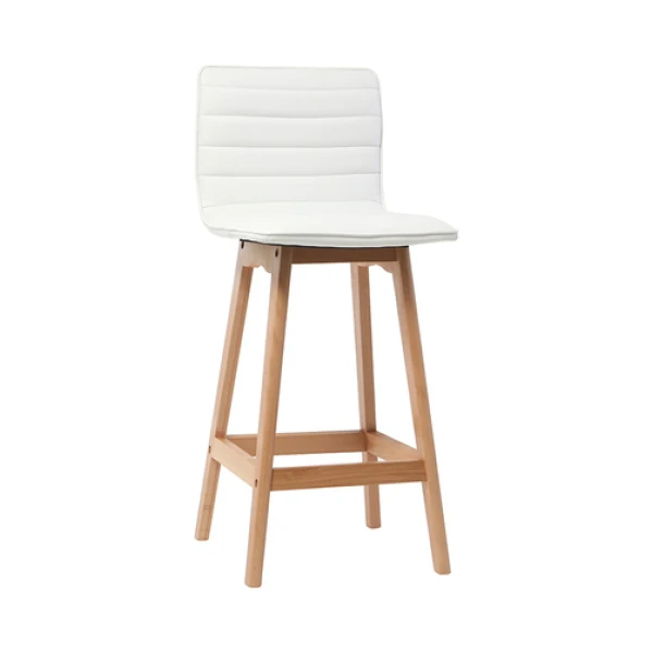 Design-Barhocker Holz und PU Weiß 65 cm 2 Stck. EMMA