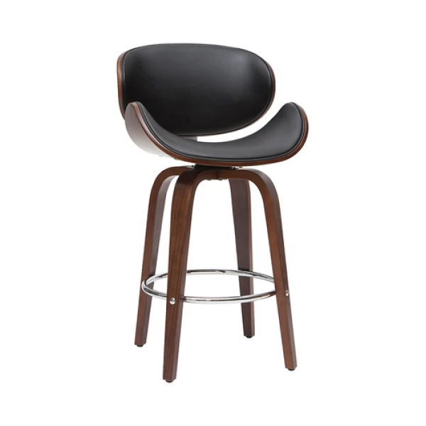 Design-Barhocker Schwarz und dunkles Holz 65 cm WALNUT