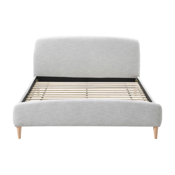 Design-Bett Stoff Grau und Holz 160 x 200 cm NIELS