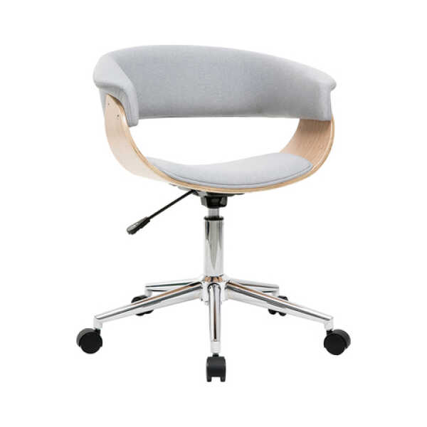 Design-Bürosessel grauer Stoff und helles Holz OKTAV