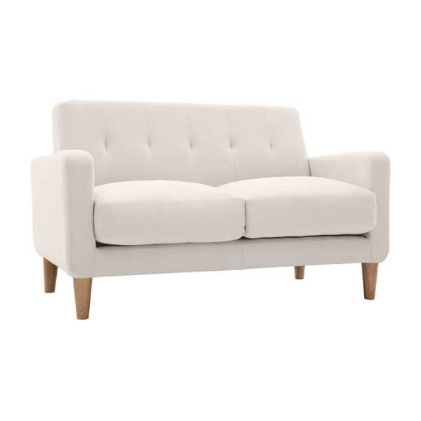 Design-Sofa skandinavisch naturfarbener Stoff 2-Sitzer LUNA