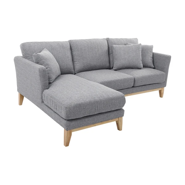 Ecksofa links OSLO im skandinavischen Stil aus hellgrauem, abziehbarem Stoff