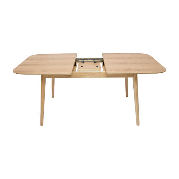 Erweiterbarer Tisch mit integrierten Verlängerungen rechteckig aus hellem Holz mit Eichenfurnier B140-170 cm ANK