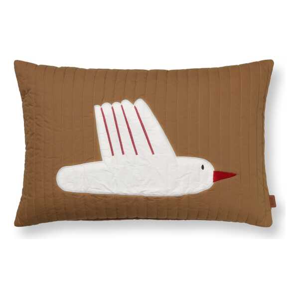 ferm LIVING Bird gestepptes Kissen 60 x 40cm Sugar kelp (Braun)