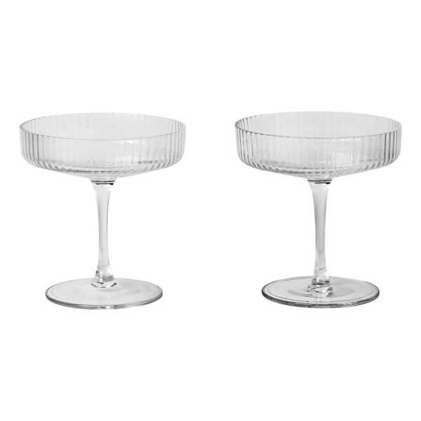 ferm LIVING Ripple Champagnerglas 2er Pack Klar