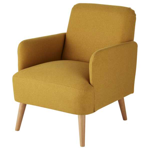 Gelber Sessel aus Buchenholz
