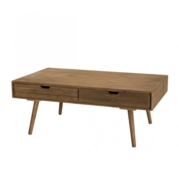 Niedriger Couchtisch mit 4 Schubladen aus Tannenholz L120