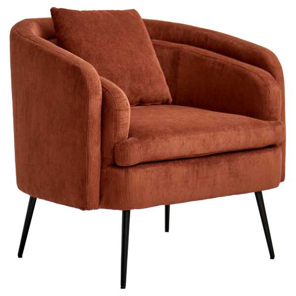 Polstersessel aus Metall und Kord Terracotta