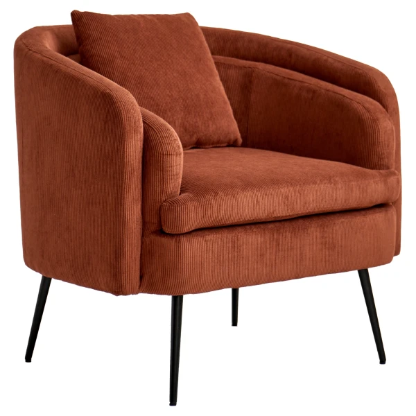 Polstersessel aus Metall und Kord Terracotta