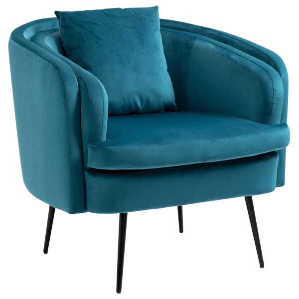 Polstersessel aus Metall und Samt Blau