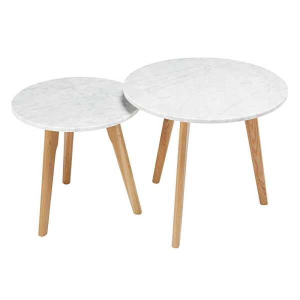Satzcouchtische aus Marmor und Eiche