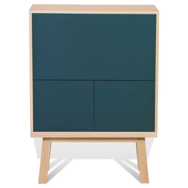 Sekretärsschrank aus Eschenholz, blau