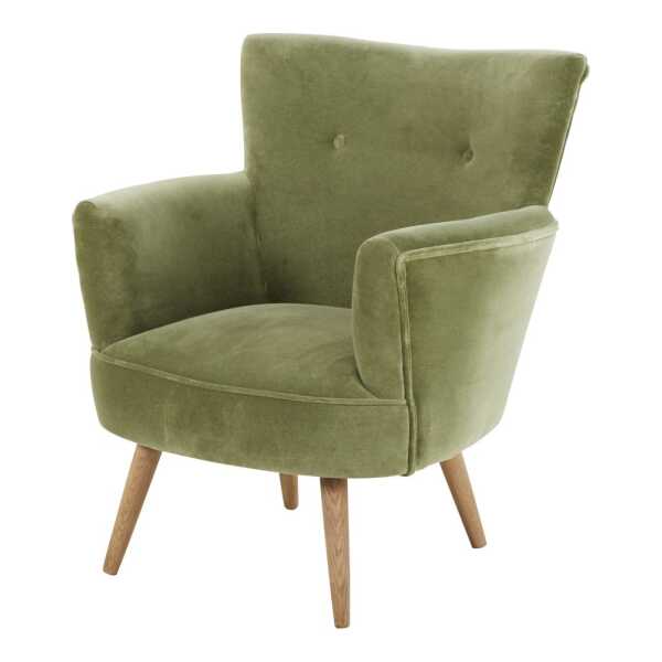 Sessel aus Vintage-Optik Samt kakigrün