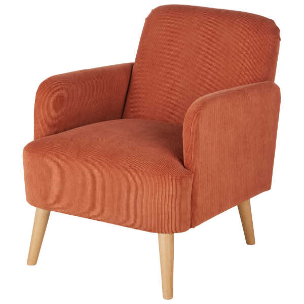 Sessel mit Cordbezug, rotbraun