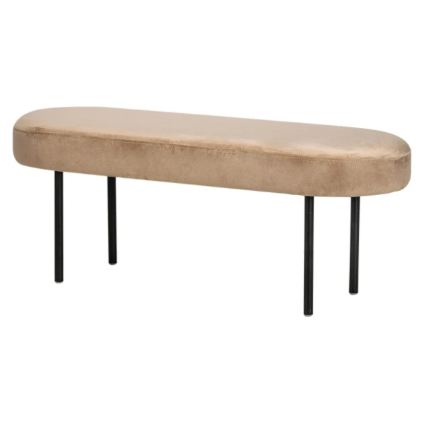 Sitzbank aus Metall und Samt Beige