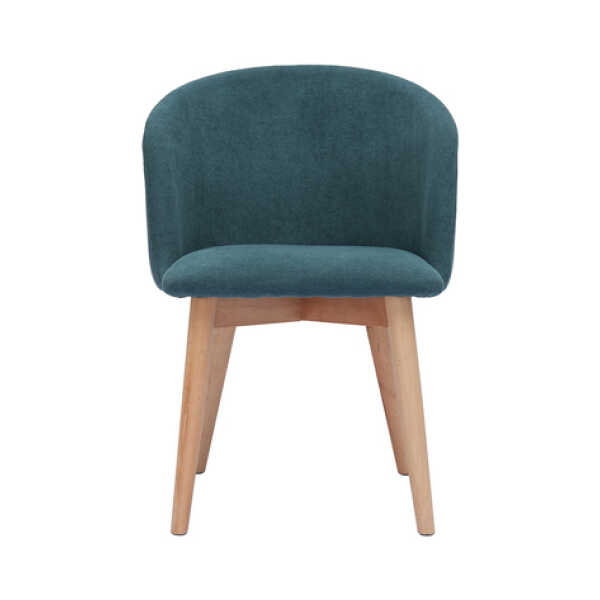 Skandinavische Stühle aus entenblauem Stoff mit Samteffekt und hellem Massivholz (2er-Set) VANITY