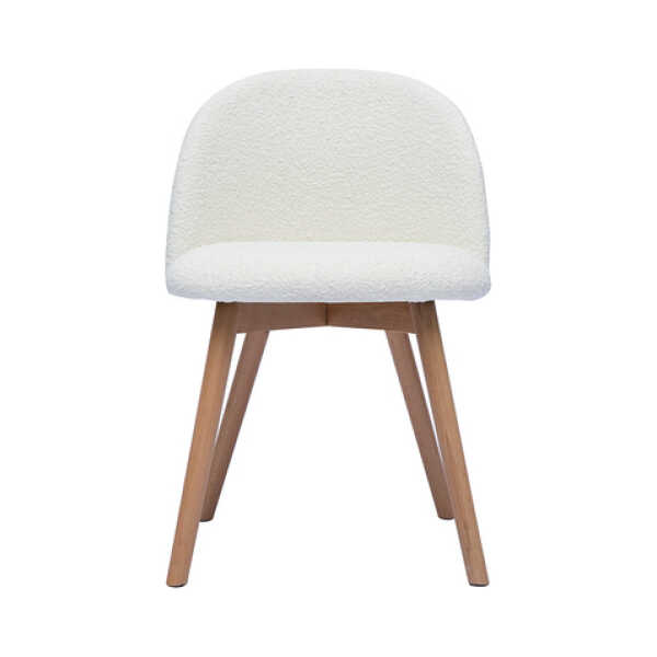 Skandinavische Stühle aus Stoff mit Bouclé-Wolleffekt und hellem Massivholz (2er-Set) CELESTE