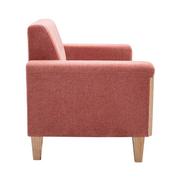 Skandinavisches Sofa 2-Sitzer aus terracottafarbenem Stoff und hellem Holz FJORD