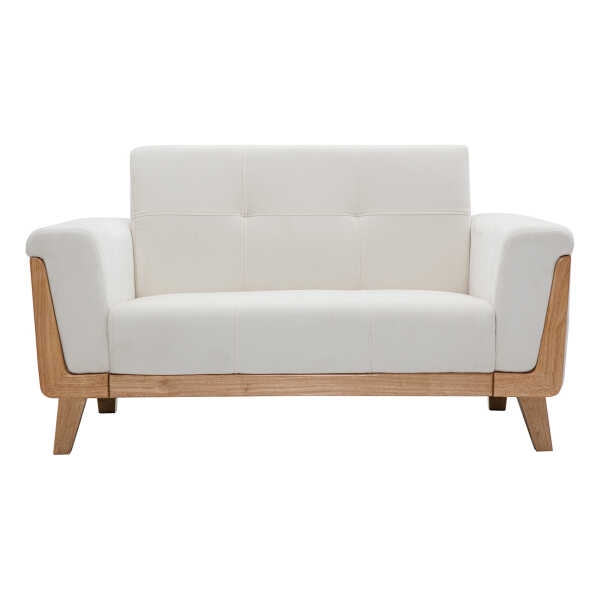 Sofa skandinavisch 2 Plätze Altweiß Holzbeine FJORD