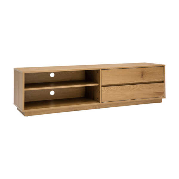 TV-Möbel mit hellem Holzfinish in Eiche 2 Schubladen L160 cm MADERO