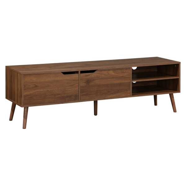 TV-Möbel mit Nussbaumdekor, 2 Türen, 160 cm, Nussbaumfarben