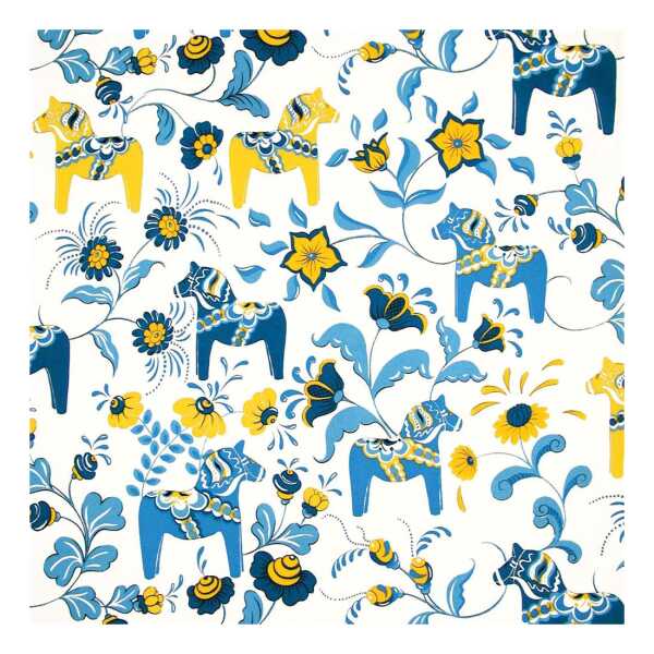 Arvidssons Textil Leksand Stoff Blau-gelb/weiß
