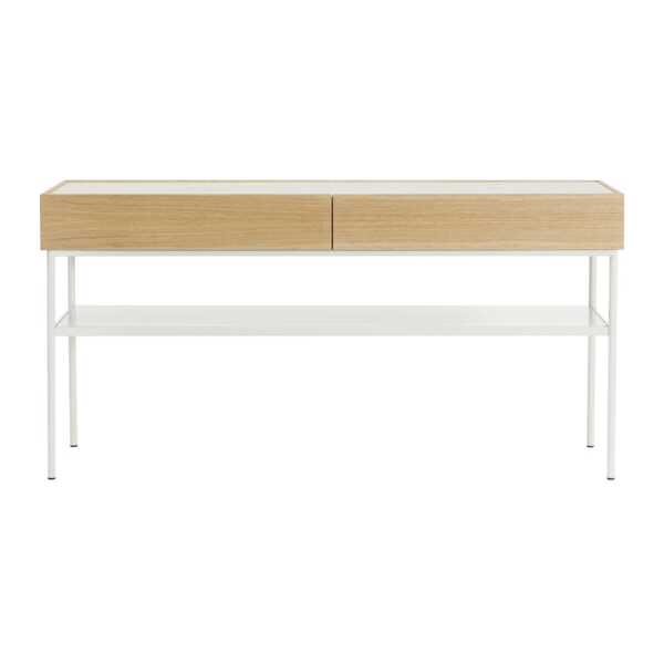 Asplund Luc 160 Konsolentisch Weiß gebeizte Eiche (p2), Marmorplatte, Gestell weiß