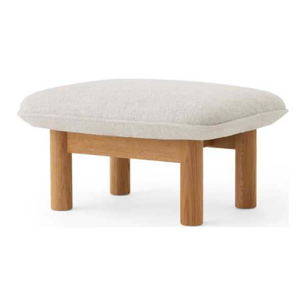 Audo Copenhagen Brasilia Fußhocker Stoff moss 011 Grau , Eichenholzgestell
