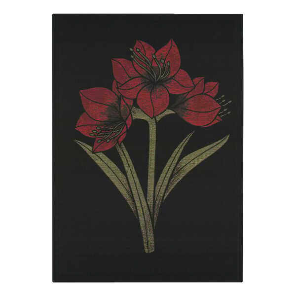 Ekelund Linneväveri Kapamaryllis Geschirrtuch 48x70 cm Schwarz-Rot