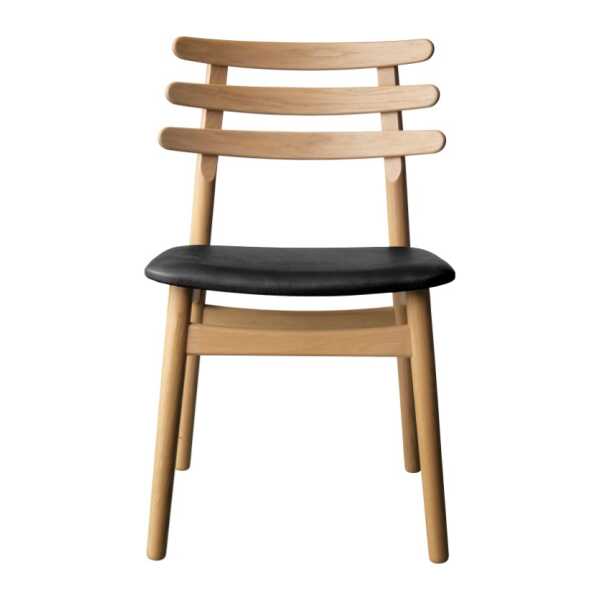 FDB Møbler J48 Stuhl Oak nature lacquered-black leather