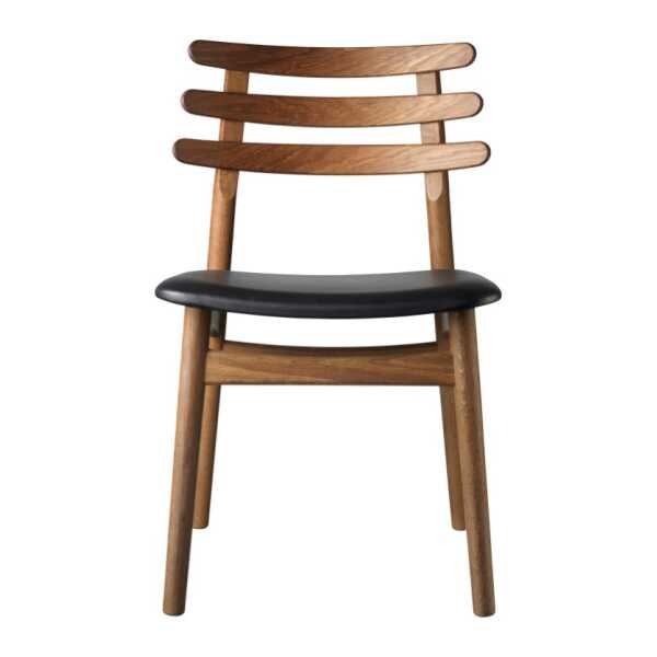 FDB Møbler J48 Stuhl Smoked oak nature lacquered-black leather