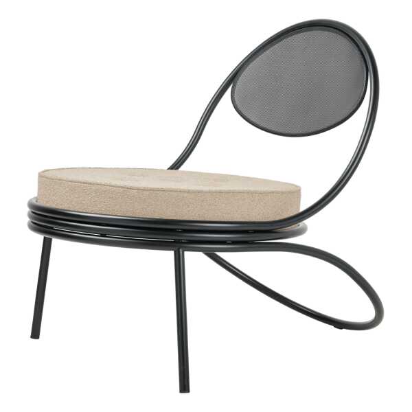 GUBI Copacabana Outdoor Lounge Chair gepolsterter Sitz Lorkey Limonta 41-schwarze Beine