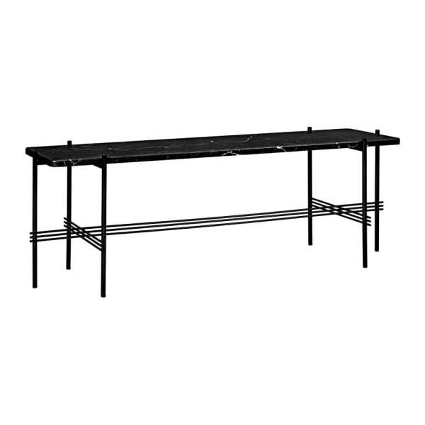 GUBI TS Console 1 Konsolentisch Marmor Schwarz, Schwarz lackiertes Gestell