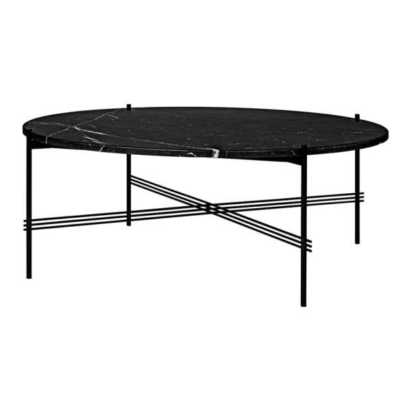 GUBI TS Round Beistelltisch Black marquina marble, ø105, schwarzes Gestell