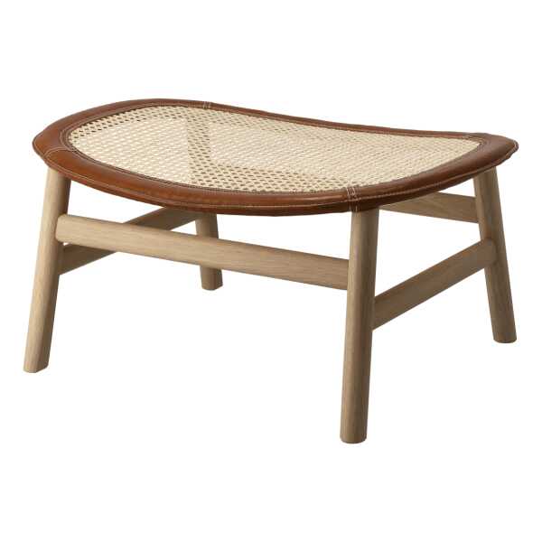 Gärsnäs Dandy Fußhocker Eiche-Natur-Tärnsjö Leder Cognac