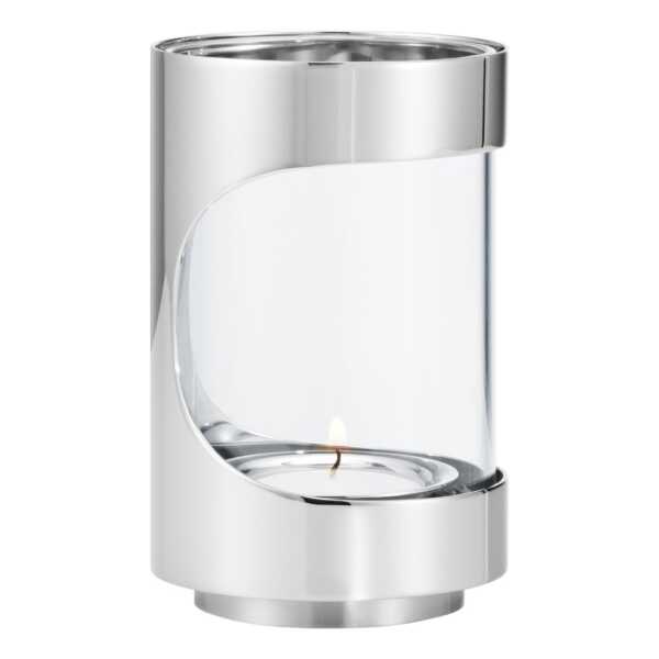 Georg Jensen Chrome contours hurricane Windlicht 12 cm Edelstahl