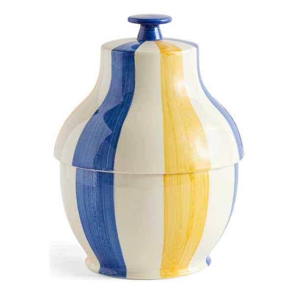 HAY Sobremesa stripe Keksdose Ø19cm Blue-yellow