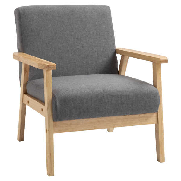 HOMCOM Ohrensessel, Loungesessel mit Armlehnen, Esszimmerstuhl, Relaxsessel in Leinenoptik, Polstersessel, Grau, 64 x 70 x 72 cm Aosom